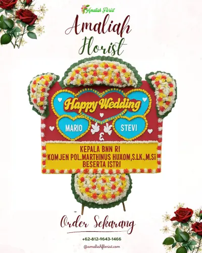 Karangan Papan Bunga Pernikahan di Purwareja